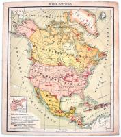 cca 1900 Észak-Amerika térkép kartonra kasírozva / map of Northern America 27x31 cm