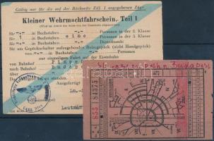 1944 Kétrészes német vasúti átszálló jegy / German railway ticket