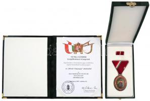 2007. "Az Aranykor Kitüntető Cím bronz fokozata" zománcozott Br kitüntetés szalagsávval, mellszalagon eredeti tokban adományozói okirattal T:1 Hungary 2007. "Golden Age Medal, Bronze Grade" enamelled Br decoration with miniature ribbon, on ribbon in original case, with awarding document C:UNC NMK 814.