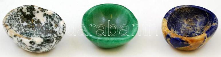 Lápisz, mohaachát és aventurin kisméretű mozsarak, 4,5x5,5x2 cm