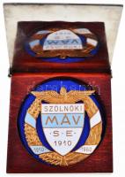 1960. "Szolnoki MÁV S.E. (Sport Egyesület) 1910-1960" aranyozott, zománcozott fém jelvény tokban T:1-