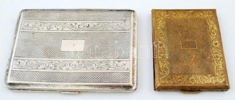 2 db fém cigaretta tálca, 11×8 cm, 5×8 cm