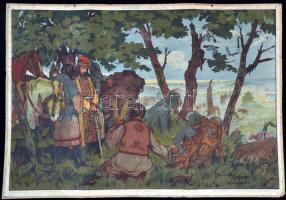 cca 1920-1930 Elemi népiskolai szemléltető fali képek, történelmi témákkal, ofszet(pl. Erzsébet kirá...