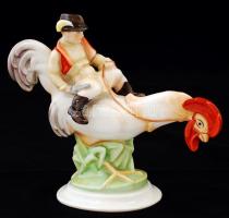 Herendi Kakas Marci, kézzel festett, jelzett, hibátlan, m:14 cm, h:17 cm