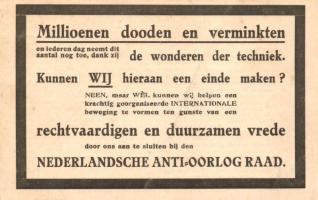 Nederlandsche Anti-Oorlog Raad / Dutch Anti-War Committee, minimum programme propaganda, folding card (fa)