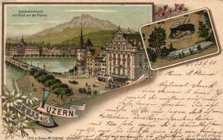 1895 (!) Luzern, Schwanenplatz litho (gluemark)