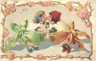 Easter, egg couple; Italian art deco greeting card, Ballerini & Fratini 419. s: Piattoli