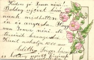 Dombornyomott virágos üdvözlőlap, Embossed floral greeting card