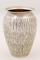 Ezüst (Ag.) váza, fakéreg mintázattal, jelzett, m: 13,5 cm, nettó 180 g