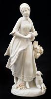 Sitzendorf lányka báránnyal, hibátlan, jelzett, m: 19 cm