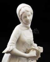 Sitzendorf lányka báránnyal, hibátlan, jelzett, m: 19 cm