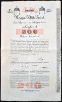 Budapest 1918. "Magyar Földhitel Intézet" záloglevele 200K-ról, szelvényekkel, szárazpecséttel T:III