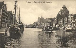 Gdansk, Danzig; Langebrücke mit Frauentor / steamships, bridge