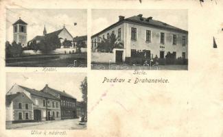 Drahanovice, Kostel, skola, ulice k nadrazi / church, school, street towards the railway station (EK)