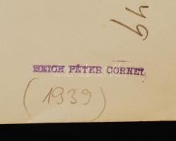 cca 1939 Reich Péter Cornel: Buda, Döbrentey téri kis piac, 23x30 cm