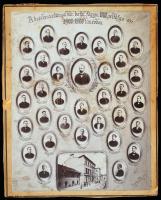 1906 A beszterczebányai kir. kathl. Főgymnázium VIII. osztályának tablóképe, rajta 34 portréval, és egy épületfotóval, 30x25 cm