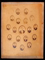 1894 A Budapesti Szabómunkások Szakegylete által szervezett szabász tanfolyam hallgatói, kistabló 18 nevesített portréval, 30x23 cm