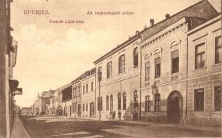 Eperjes, Kossuth Lajos utca, Tanítóképző Intézet, Divald Károly fia / street,  teachers training institute (EK)