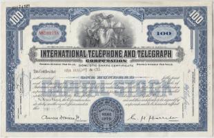 Amerikai Egyesült Államok/Maryland 1951. "International Telephone and Telegraph Corporation" részvényelismervénye 100 részvényről, perforált + Ohio 1975. "Columbus and Southern Ohio Electric Company" részvényelismervénye 50 részvényről, lyukasztással érvénytelenítve + California 1972. "Broadway-Hale Stores, Inc." járadékkötvénye 1000$-ról, perforált, szelvényekkel + Michigan 1976. "Consumers Power Company" részvénye 5000$-ról, perforált T:I-,II USA/Maryland 1951. "International Telephone and Telegraph Corporation" certificate of 100 fully paid shares, perforated + Ohio 1975. "Columbus and Southern Ohio Electric Company" certificate of 50 fully paid shares, cancelled with holes + California 1972. "Broadway-Hale Stores, Inc." debenture about 1000 Dollars, perforated with coupons + Michigan 1976. "Consumers Power Company" share about 5000 Dollars, perforated C:AU,XF