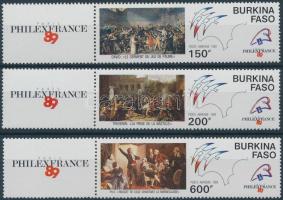 Nemzetközi Bélyegkiállítás: Francia forradalom 200. évfordulója szelvényes sor, International Stamp Exhibition: Bicentenary of French Revolution coupon set