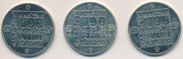 1985. 100Ft alpakka (3xklf) "Természetvédelem - Mocsári teknős, Vadmacska, Vidra" T:BU