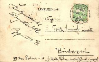 1912 Katonai lovarda / K.u.K. riding hall, hand painted postcard