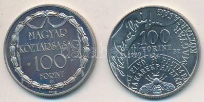 1990. 100Ft "Fáy András" + 1990. 100Ft "200 éves a hivatásos magyar nyelvű színjátszás" T:BU,2 (PP)