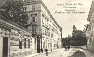 Baden bei Wien, Vöslauerstrasse, Stadtliche Kranken- und Badeanstalt / street, sanatorium and spa (EK)