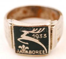 1933 Jamboree feliratú fém gyűrű, zöld, d: 2,5 cm