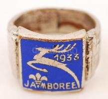1933 Jamboree feliratú fém gyűrű, kék, d: 2 cm