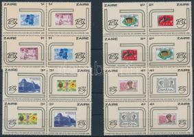 Belgium-Zaire Stamp Exhibition set 4 diff. blocks of 4, Belga-Zairei Bélyegkiállítás sor 4 klf négyestömbben