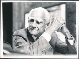 Foto Andkronos: Alberto Moravia (1907-1990) olasz regényíró portréja, hátoldalon feliratozva, 24x18 cm