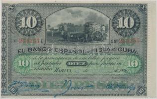 Kuba/Spanyol adminisztráció 1896. 10P T:I- hajtatlan Cuba/Spanish administration 1896. 10 Pesos C:AU unfolded