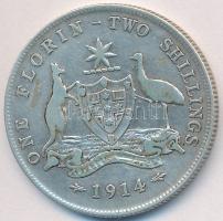 Ausztrália 1914. 1FL Ag "V. György" T:2- Australia 1914. 1 Florin Ag "George V" C:VF