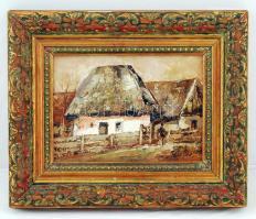 Szanthoffer Imre (1930-): Utcarészlet. Olaj, farost, jelzett, keretben, 16×22 cm