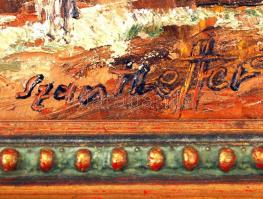 Szanthoffer Imre (1930-): Utcarészlet. Olaj, farost, jelzett, keretben, 16×22 cm