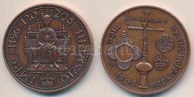 2db emlékérem: Fritz Mihály (1947-) / Szabó Géza (1939-) 1996. "MÉE Székesfehérvár - III. Béla" Br emlékérem (42,5mm) + 1996. "MÉE Székesfehérvár - Imre és III. László király" Br emlékérem (42,5mm)T:1