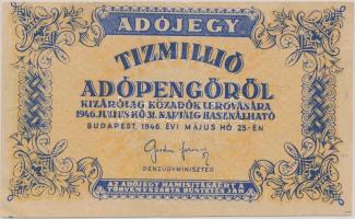 1946. 10.000.000AP fordított címerrel, vágáshibás T:III