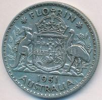 Ausztrália 1951. 1Fl Ag "VI. György" T:2.2- Australia 1951. 1 Florin Ag "George VI" C:XF,VF