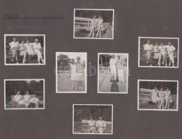 1927-1928 R.A.F.C. tenisz társaság, 46 db fotó albumlapra ragasztva, feliratozva, 6x4,5 cm