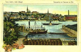 Budapest, gőzhajók litho