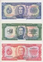 Uruguay 1967-1975. 50P + 100P + 500P "1/2NP" felülbélyegzéssel T:I Uruguay 1967-1975. 50 Pesos + 100 Pesos + 500 Pesos with "1/2 Noevo Peso" overprint C:UNC