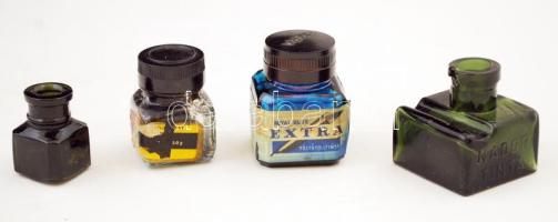 Asztali tintatartó üveg és tintás üvegek, összesen: 6db