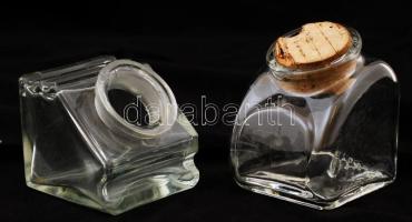 Asztali tintatartó üveg és tintás üvegek, összesen: 6db