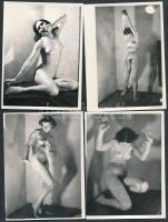 Akt és árnyéka, 4 db fotó, jelzés nélkül, 12x9 cm / nude photos, 12x9 cm