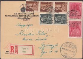 1943 Ajánlott, postázott felszólítós levelezőlap az Első Magyar Ált. Biztosító Társaságtól.