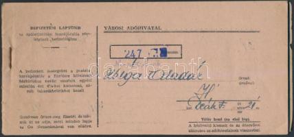 1947 23db Csekket tartalmazó befizetési laptömb városi adóhivataltól