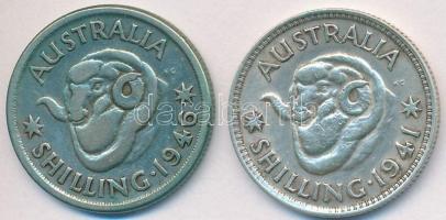 Ausztrália 1941-1946. 1Sh Ag "VI. György" (2x) T:2,2- Australia 1941-1946. 1 Shilling Ag "George VI" (2x) C:XF,VF