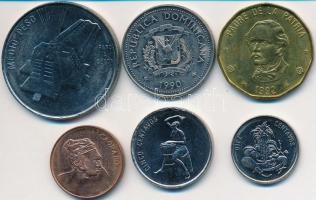 Dominikai Köztársaság 1986-1992. 1c-1P (6xklf) fémpénz T:2,2- Dominican Republic 1986-1992. 1 Centavo - 1 Peso (6xdiff) metal coins C:XF,VF