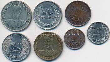 Kolumbia 1970-1987. 1c-2P (7xklf) fémpénz T:vegyes Columbia 1970-1987. 1 Centavo - 2 Pesos (7xdiff) metal coins C:mixed